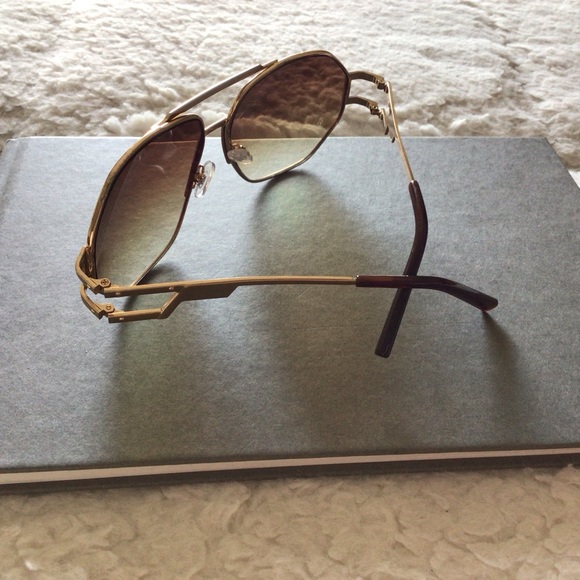 NYS Collection Mens Aviator Double Bridge Gold Metal Studded Frame Sunglasses - Picture 6 of 16